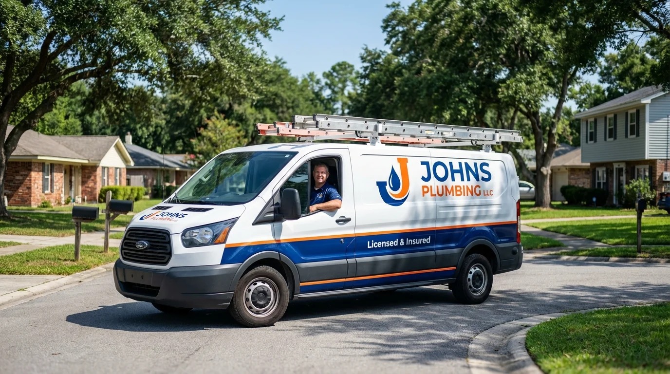Johns Plumbing LLC service van in Indianola, MS