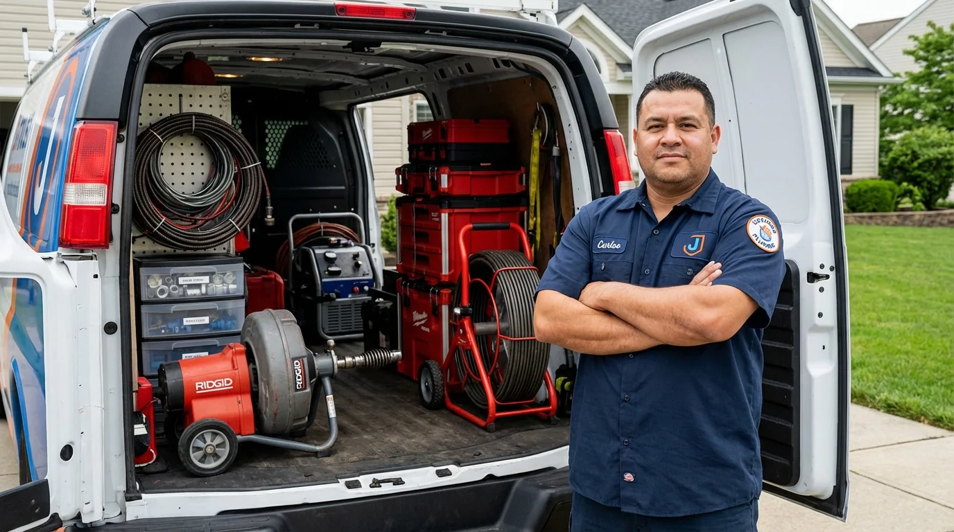 Professional drain cleaning equipment and Johns Plumbing LLC plumber in Indianola